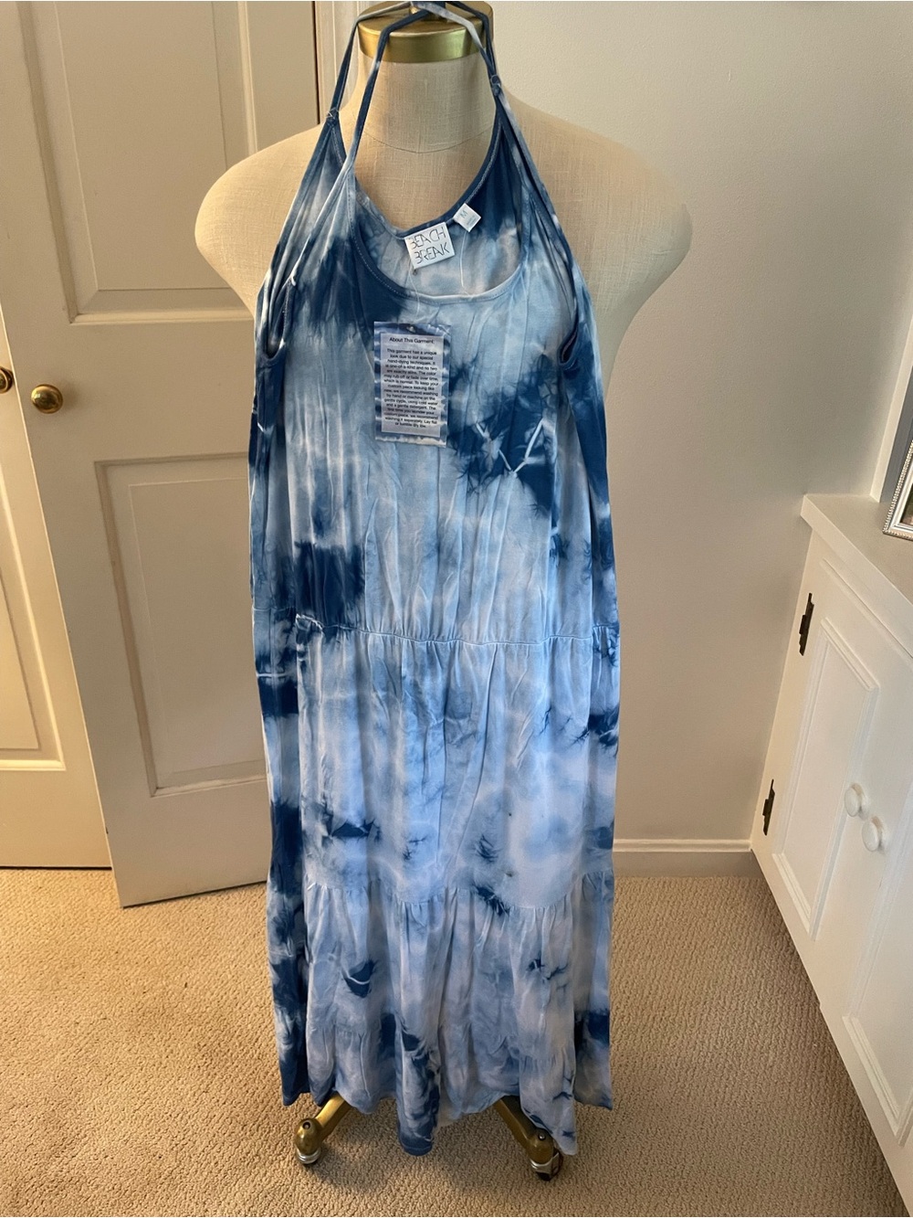 Tie-Dye Halter Maxi Dress - Blue